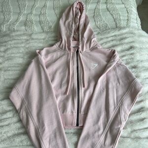 Gymshark pink cropped zip-up hoodie